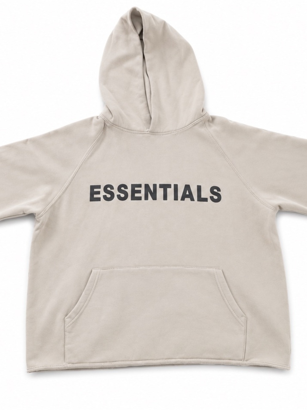 ESSENTIALS Men’s Hoodie in Beige with Black Logo